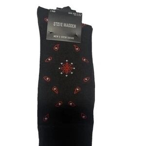 NWT Steve Madden Men's Socks Black with Different Graphic Design 6-12.5 NEW!